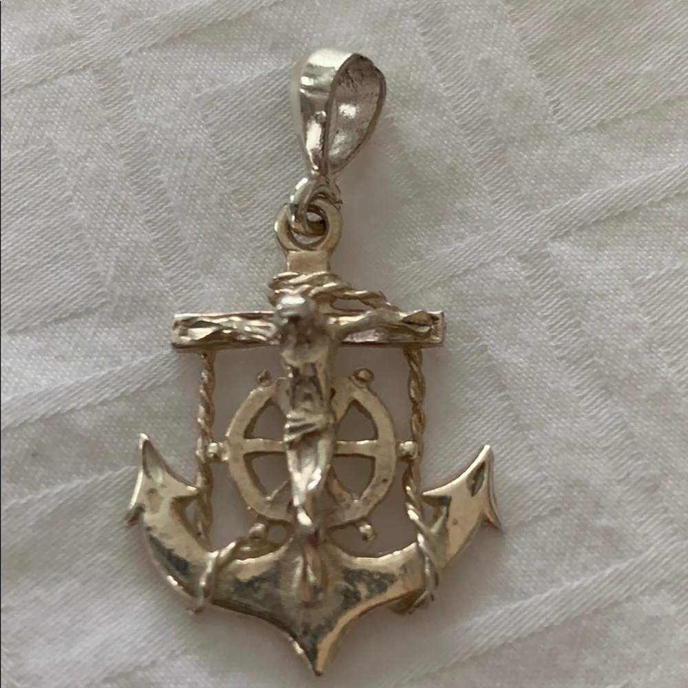 Sterling Silver Anchor w/Christ Pendant